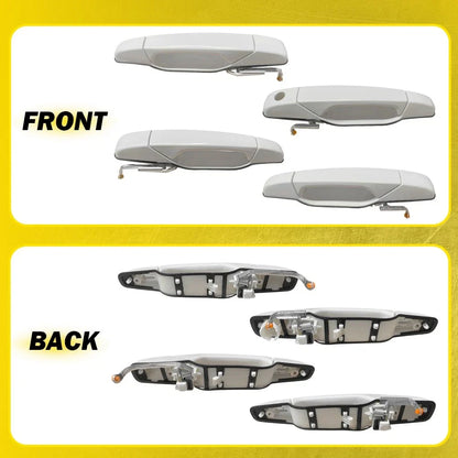 Set of 4 Exterior White Door Handles for Chevy Silverado GMC Sierra (2007–2013)