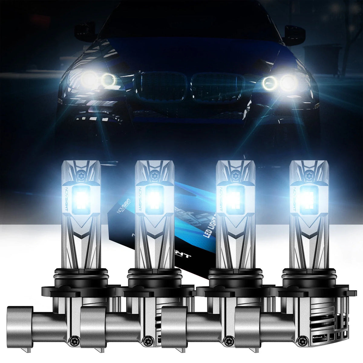 4X 9006 9005 Combo LED Headlight Bulbs for NOVSIGHT (2010–2023)