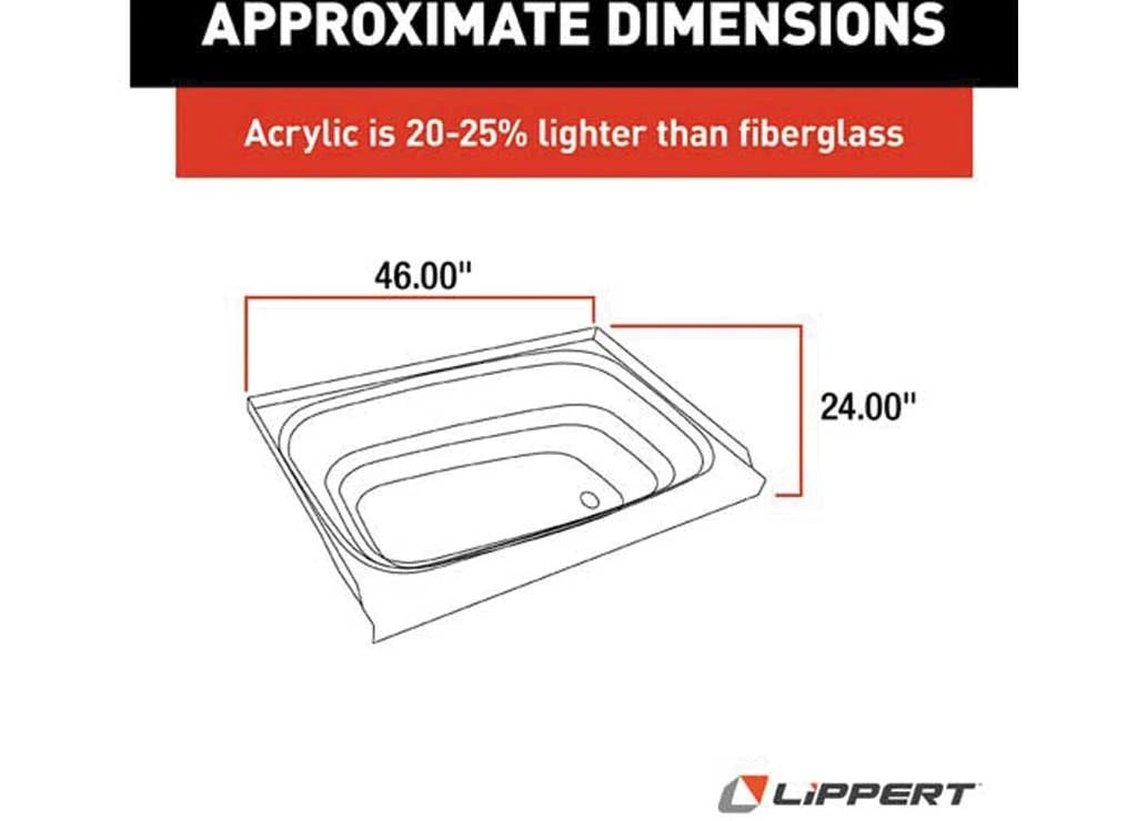 24" x 46" Bathtub Right Drain for Lippert