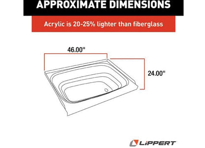 24" x 46" Bathtub Right Drain for Lippert