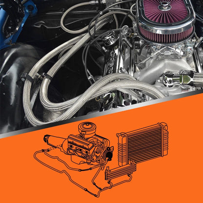 6AN 70" Transmission Fluid Oil Cooler Hose Line Kit for Compatible Vehicles