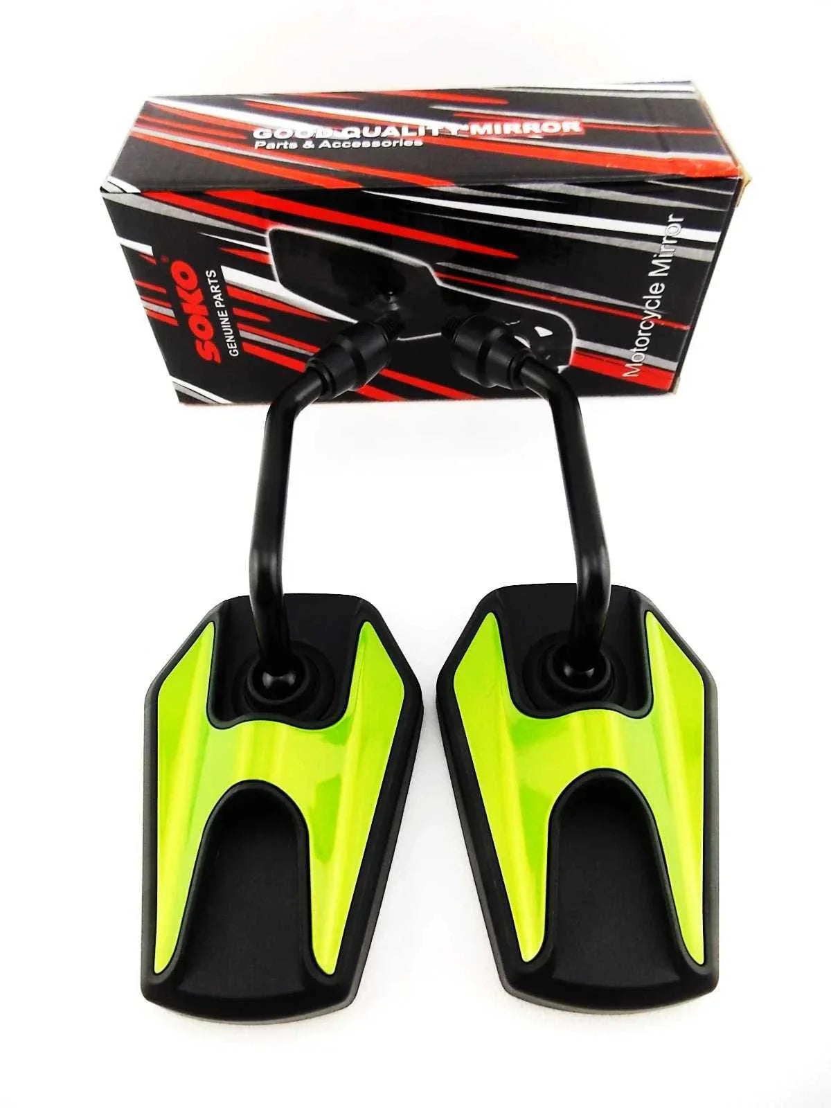 Black Green Hex Soko Mirrors for Kawasaki Z200 (1978-1984)