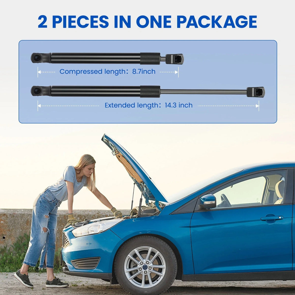 Pair Hood Lift Support Shock Struts for Hyundai Sonata (2015–2017)