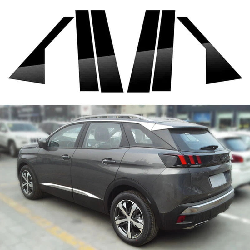 Set of 6 Black Pillar Post Covers for Peugeot 3008 P84 (2017–2023)