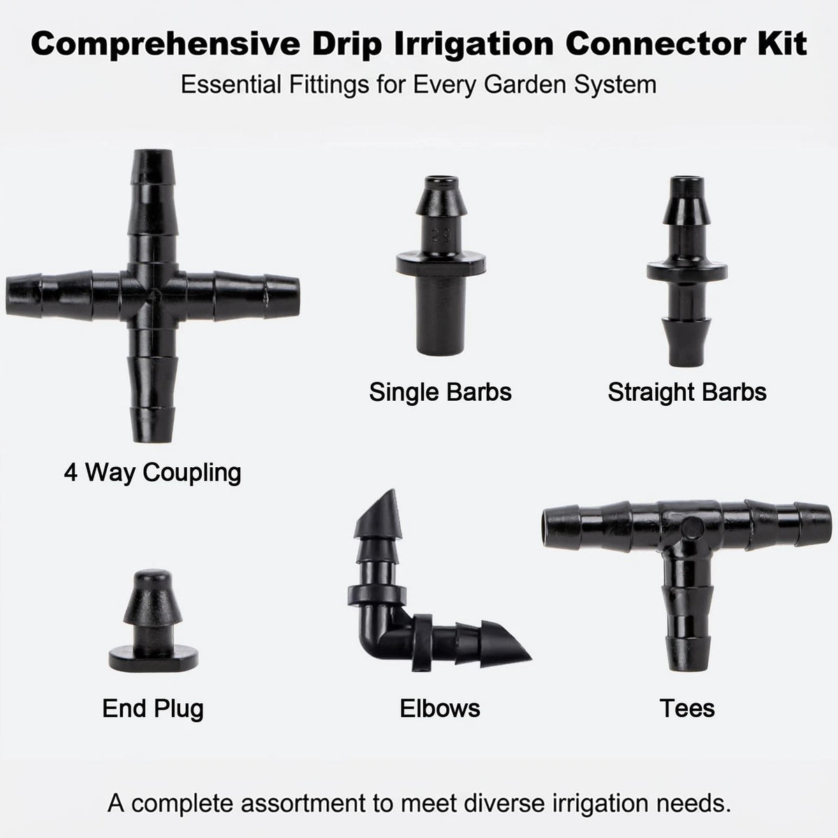 280-Piece Drip Irrigation Fittings Kit for Barbed 1/4 Inch