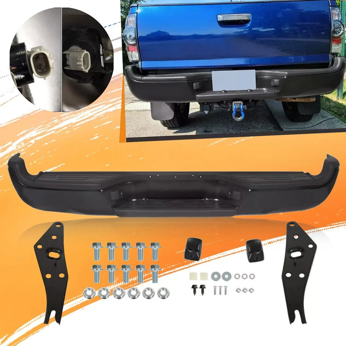Complete Black Rear Bumper Assembly for Toyota Tacoma (2005–2015)