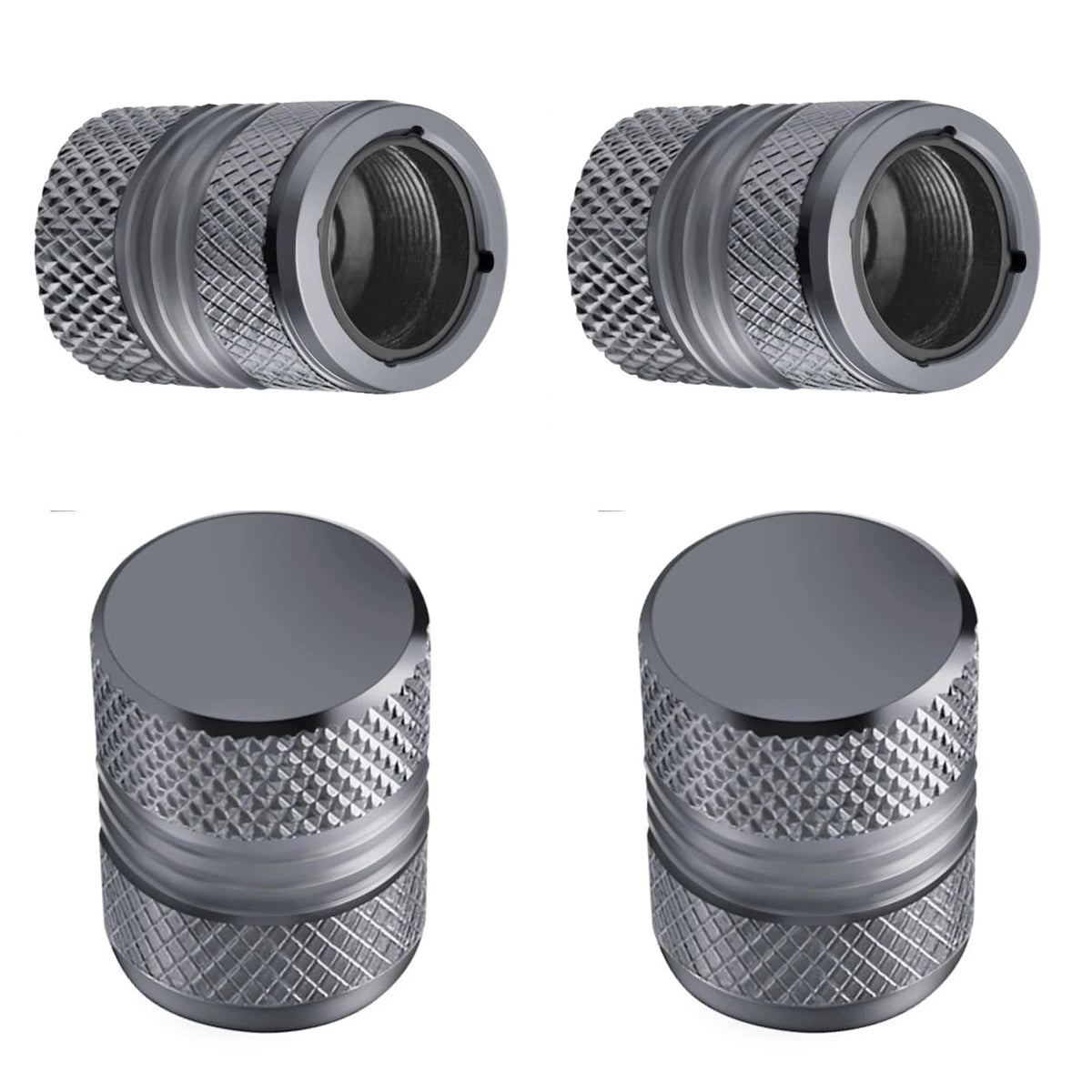 Set of 4 Tire Valve Stem Caps for Universal Vehicles - Anti-Corrosion, Grey