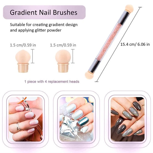 Sponge Heads Nail Pen Dual Tipped for Ombre Gradient Nail Art