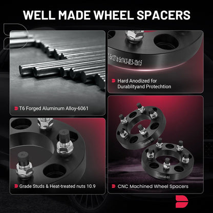 5x5 to 5x4.5 Wheel Spacers Adapters for 5x127 to 5x114 (1" 12x1.5)