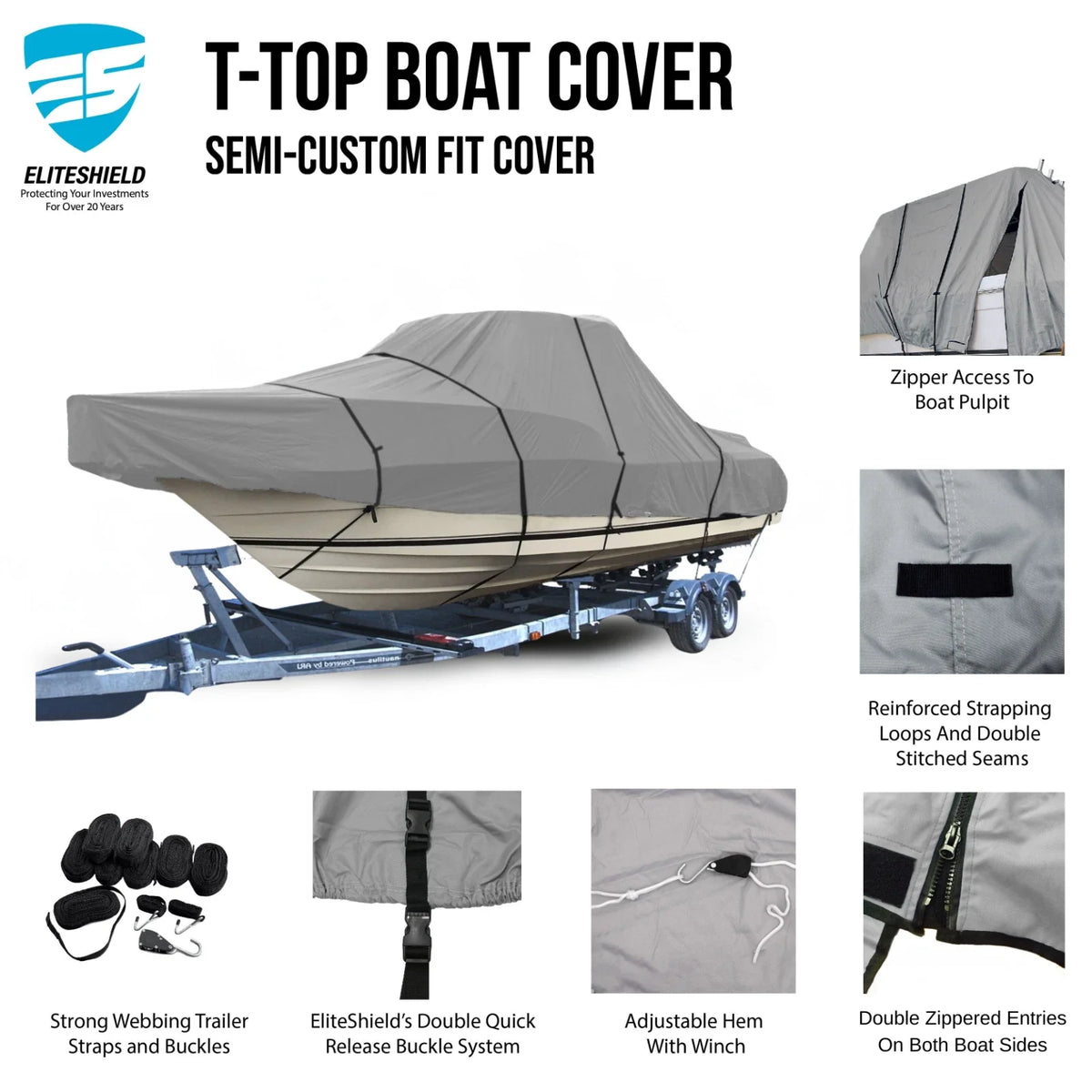 Tough Storage Boat Cover for Pursuit 3370 OS Walkaround Cabin Cruiser