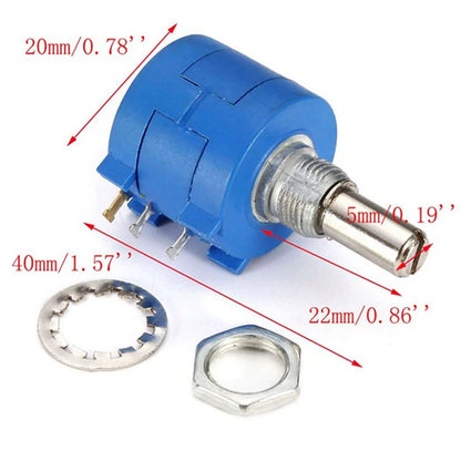 5X 10K Ohm Rotary Potentiometer Wirewound Precision 10 Turn for Automotive