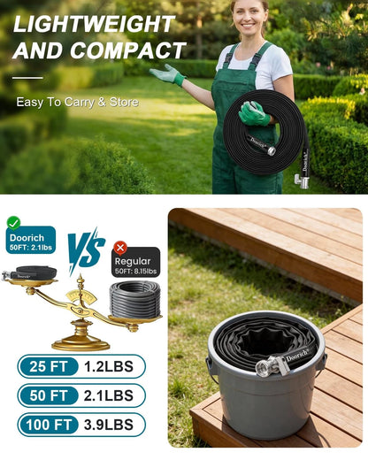 50FT Flexible Garden Hose with Valve for Lightweight Use