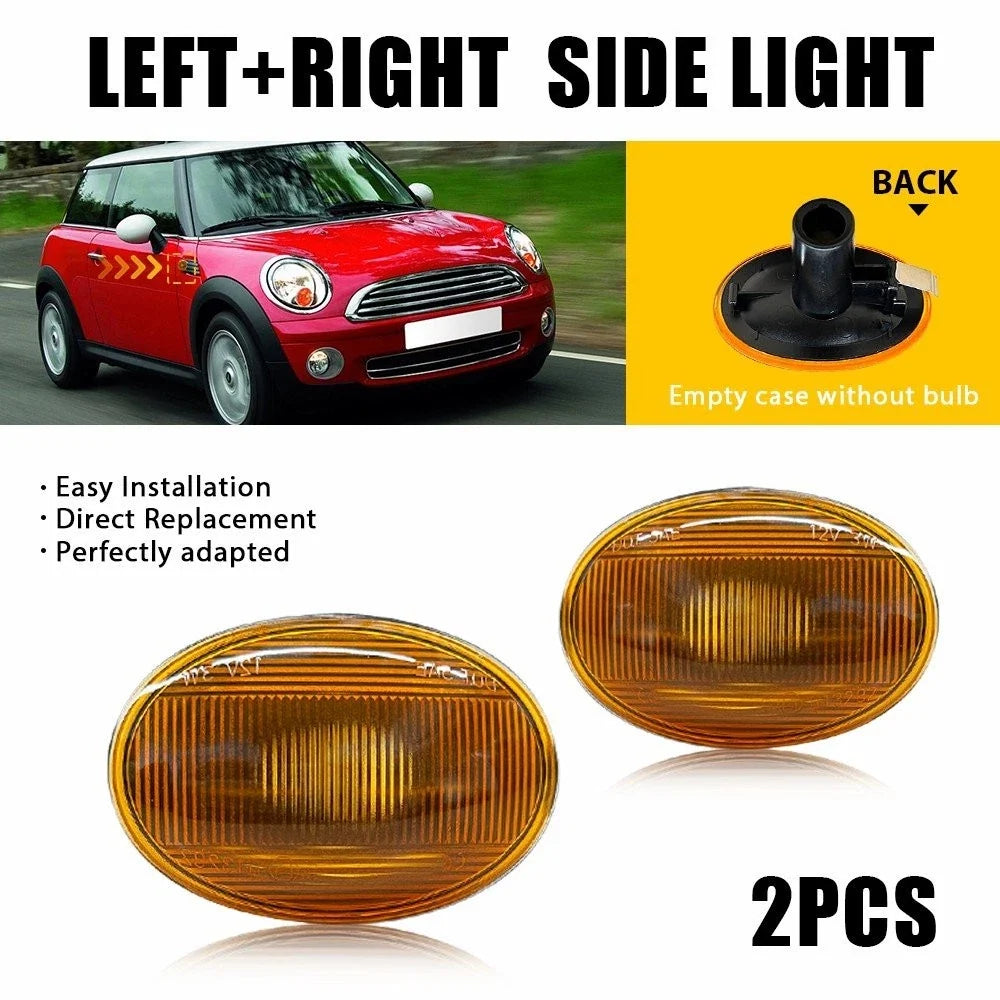2X Amber Front Fender Side Light Housings for Mini Cooper R56 (2005–2013)