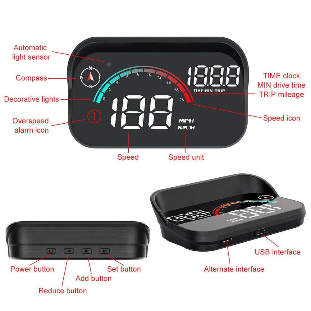 12V M22 Car Speedometer GPS HUD Projector for All Cars