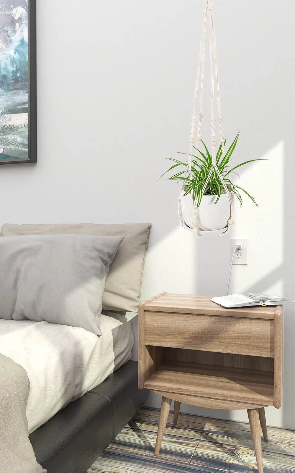 43 Inch Macrame Plant Hanger for Indoor Use (Large, Ivory)