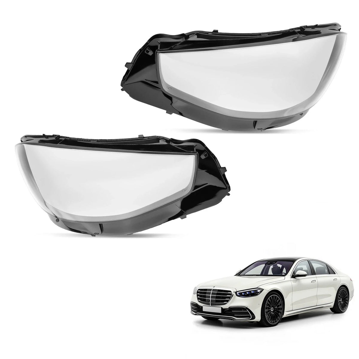 2X Headlight Lens Cover for Mercedes-Benz S Class W223 V223 Z223 (2020–2023)