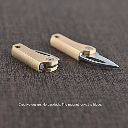 Mini EDC Tool Brass Finger Knife Blade Key Chain Pendant