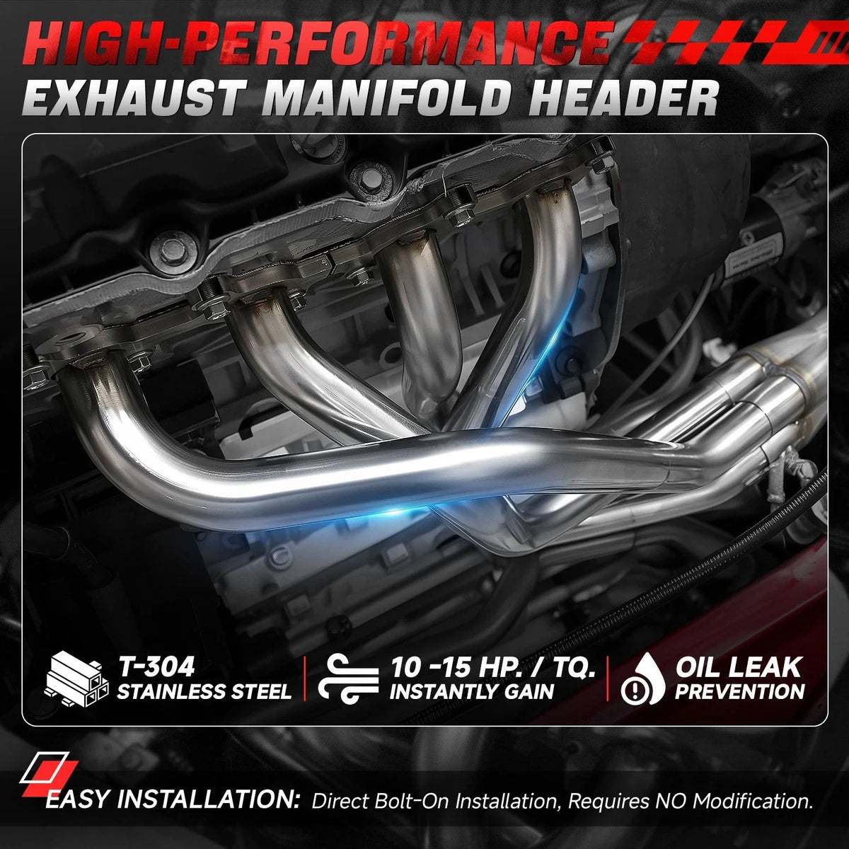 Shorty Header Exhaust Pipe Manifold for Ford Mustang V6 (2011–2017)