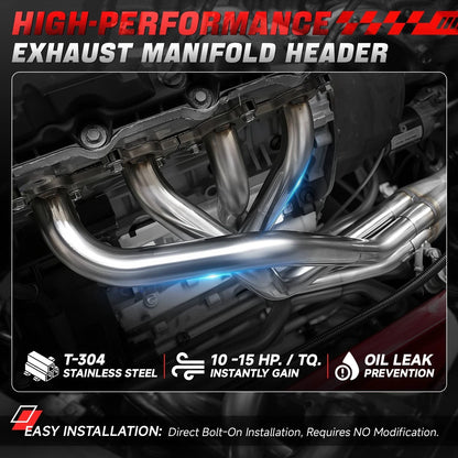 Shorty Header Exhaust Pipe Manifold for Ford Mustang V6 (2011–2017)