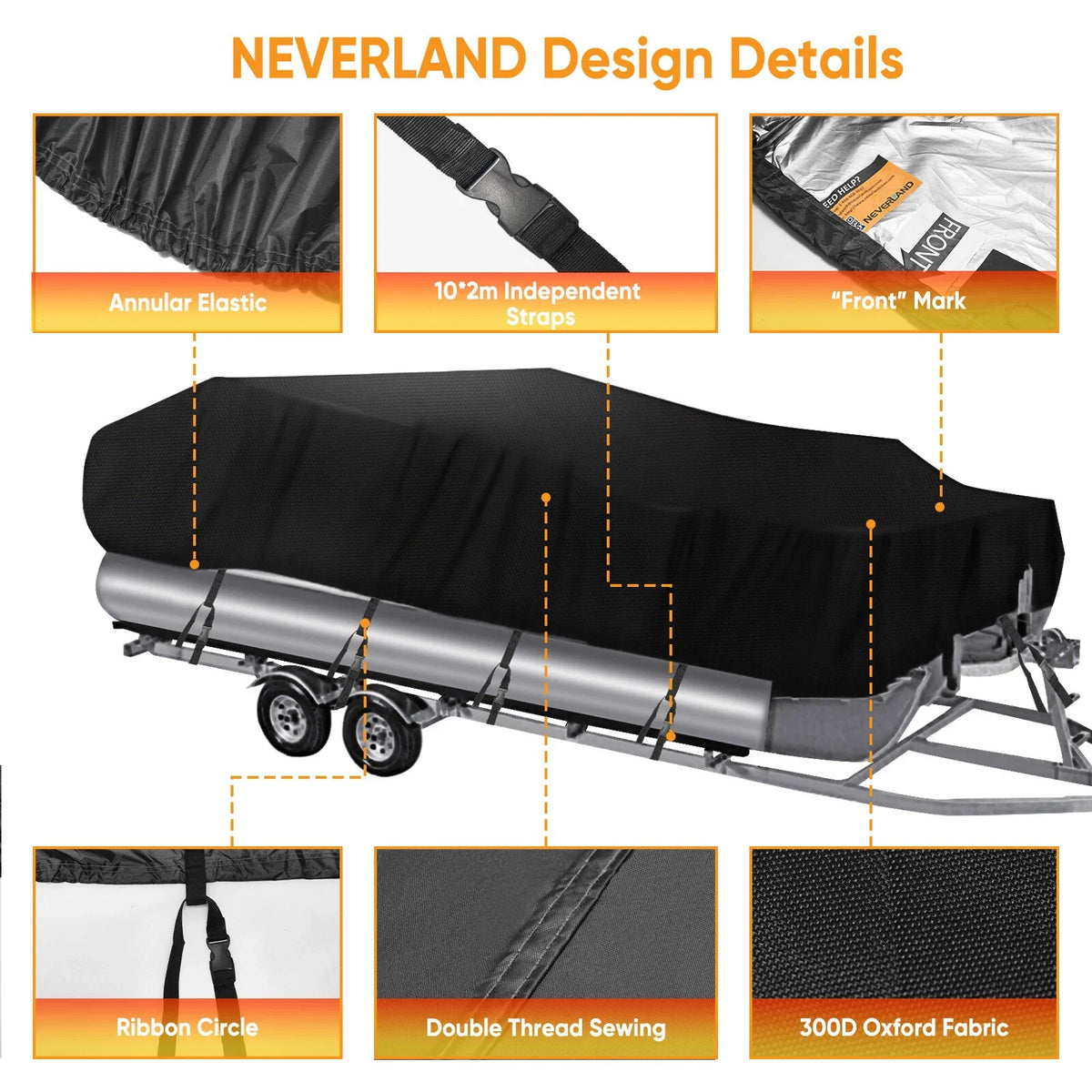 Trailerable Pontoon Boat Cover for Neverland (17'–20') Waterproof