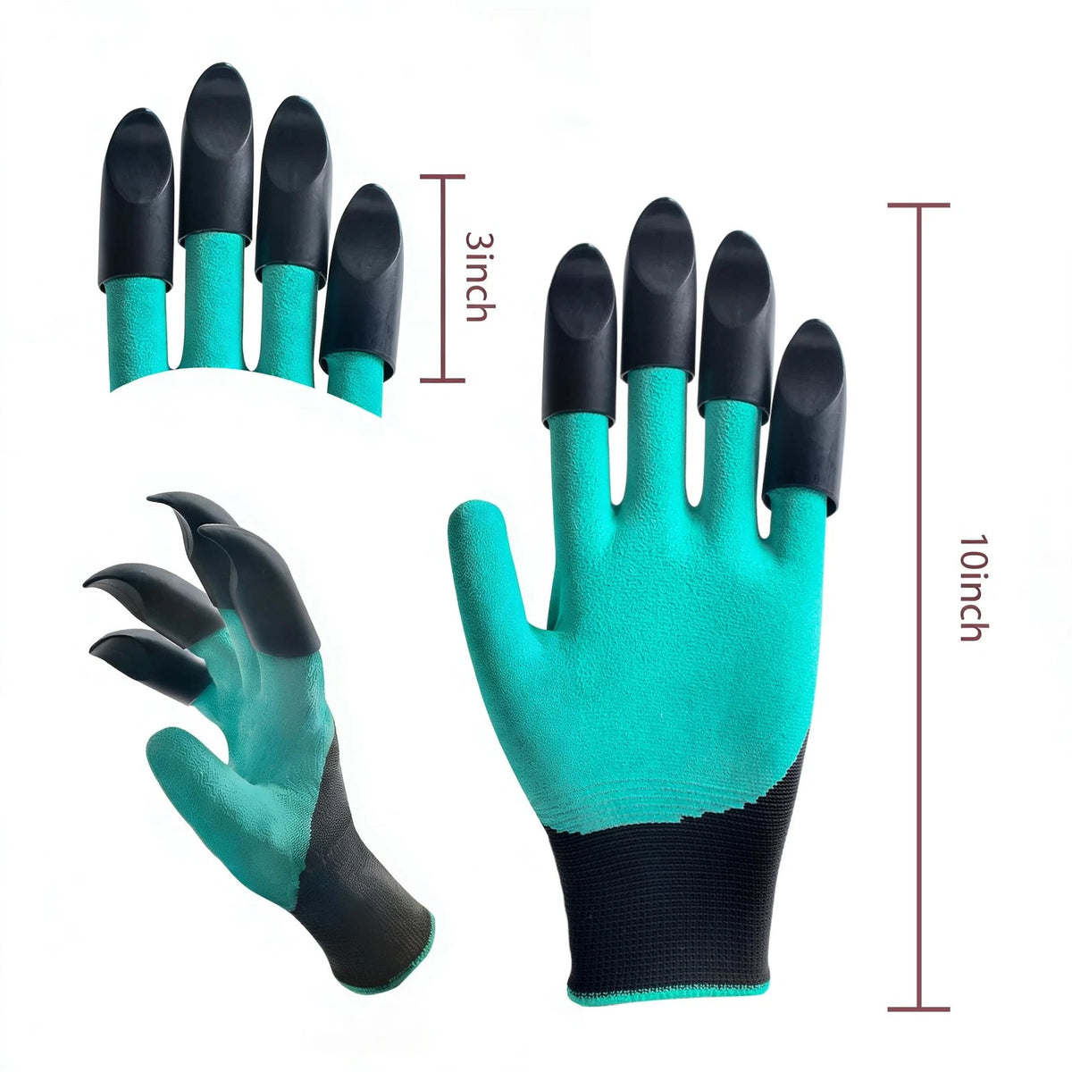 Gardening Gloves with Claw for Planting (Free Size) - Waterproof, Green
