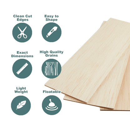 1/8" Balsa Wood Sheets 12" x 4" Unfinished (Crafting, Model Building)