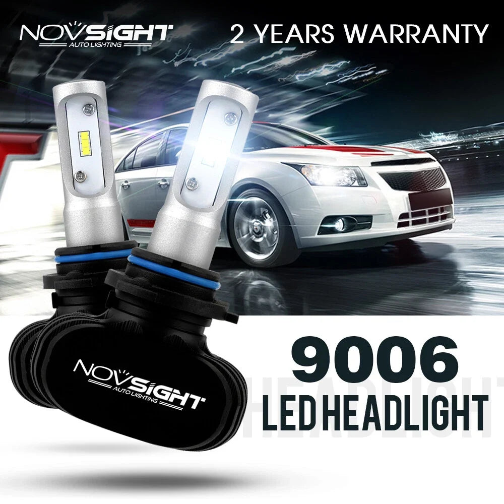 2X 9006 LED Headlight Bulbs for NOVSIGHT (6500K, 15000LM)