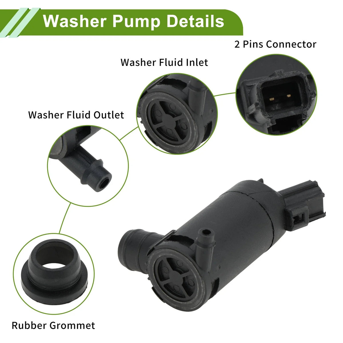 Windshield Washer Pump with Rubber Ring for Ford Crown Victoria (No.7R3317664DA)