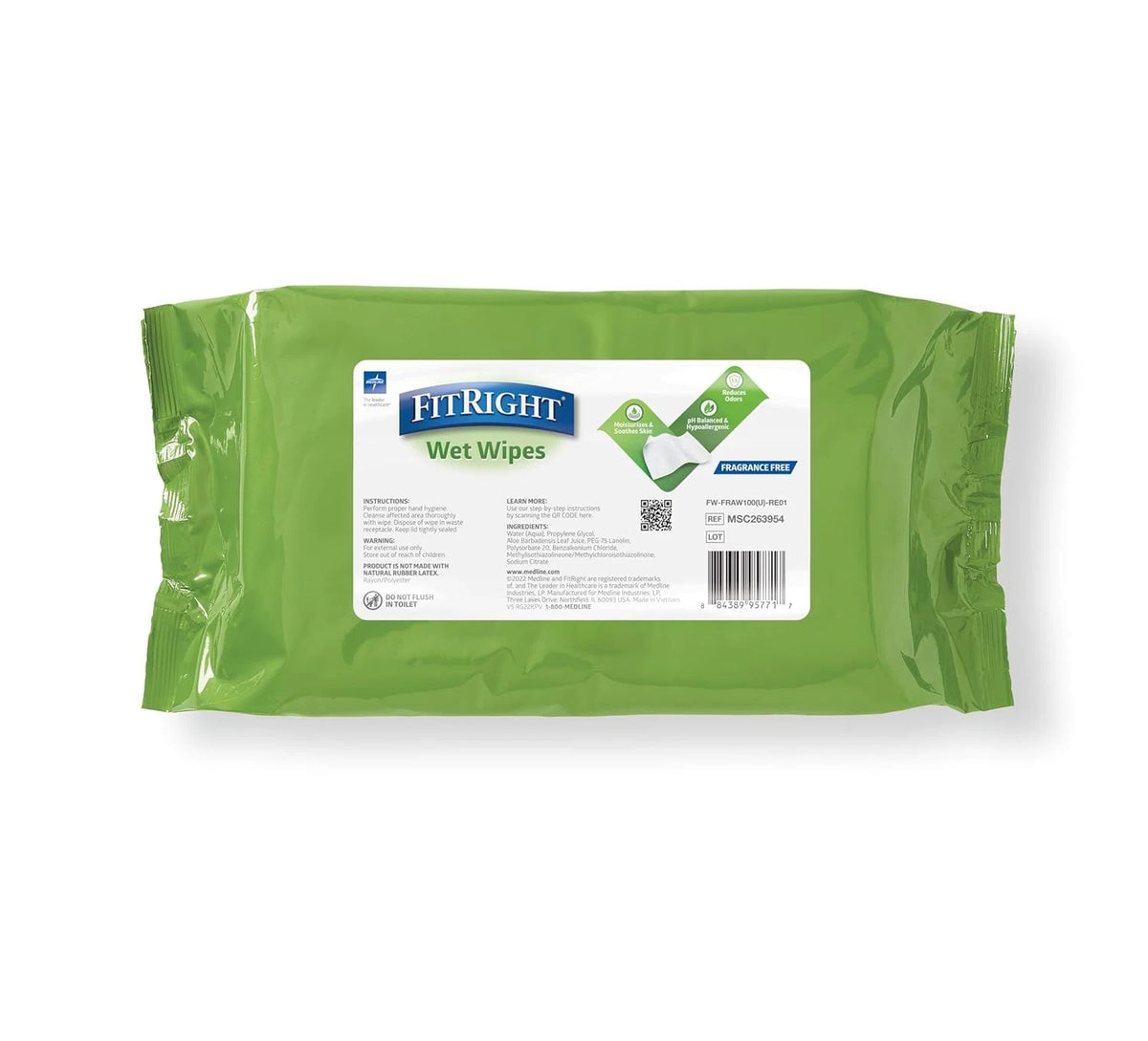 Sensitive Skin Unscented Aloe Vera Cleansing Wipes (8x10)