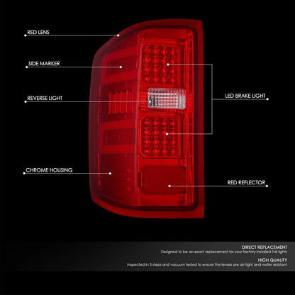 Set of 2 Full LED Tail Brake Light Lamps for Silverado Sierra 1500 2500 (2014–2019)