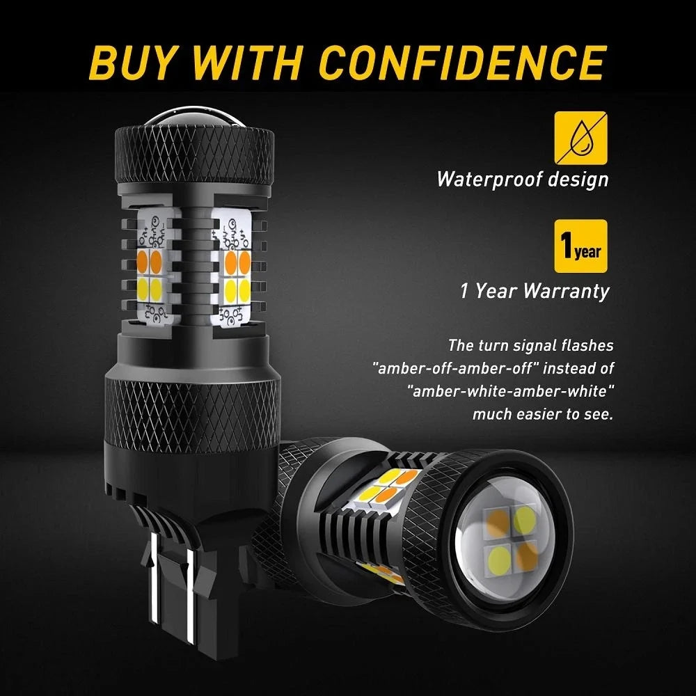 7443 LED Turn Signal Lights for AUXITO (Dual Color Amber White)