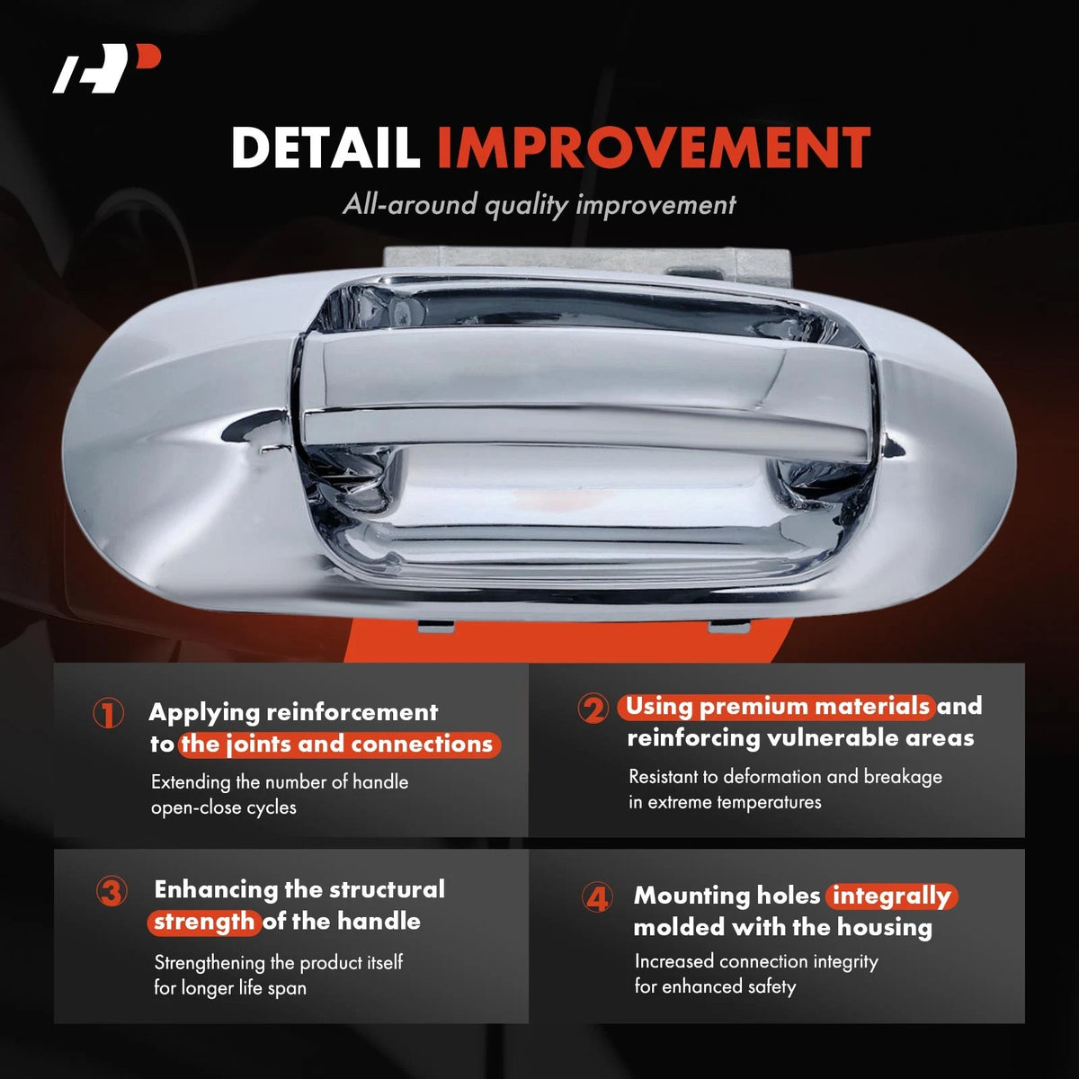 2X Rear Exterior Door Handle for Ford Expedition (2003–2017) 7L1Z7822404, 7L1Z7822405