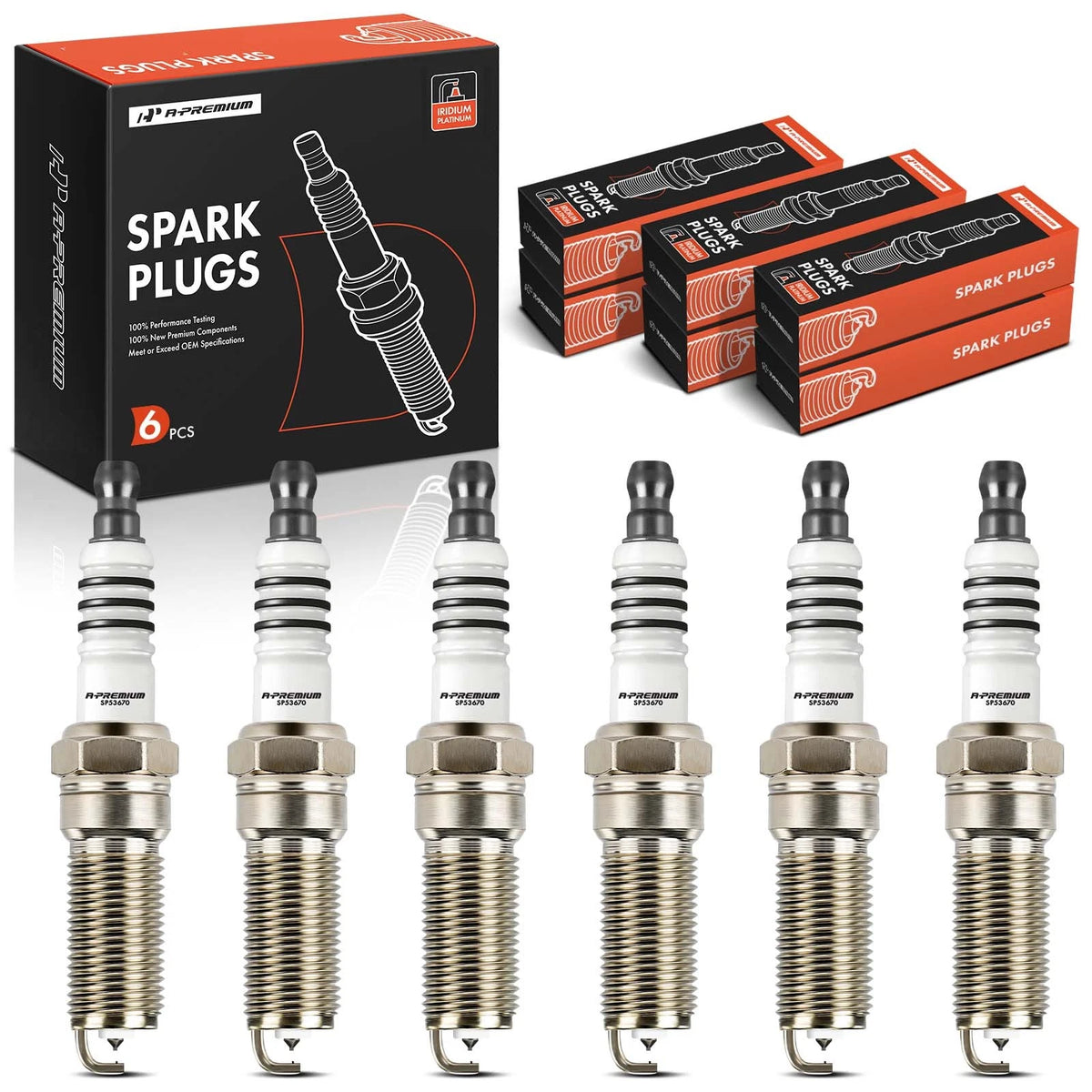 Set of 6 Iridium Platinum Spark Plugs for Mazda 6 CX-9 (2007–2012) 5367