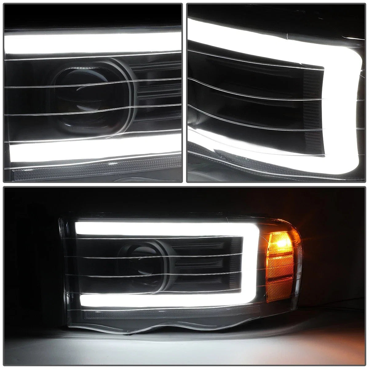 LED DRL Tube Projector Headlights for Dodge Ram (2002–2005)