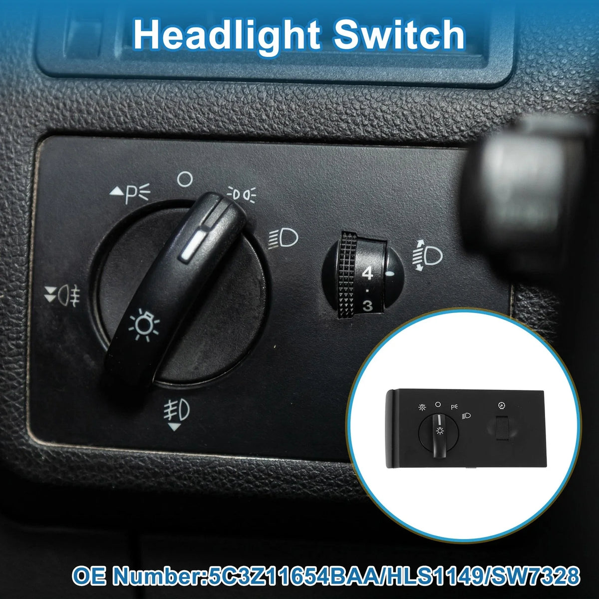 Headlight Switch for Ford F-250 Super Duty (2005–2007) No.5C3Z11654BAA Black