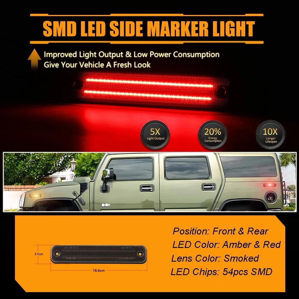 2X UltraBright 2Row LED Side Marker Lights for Hummer H2 (2003–2009)