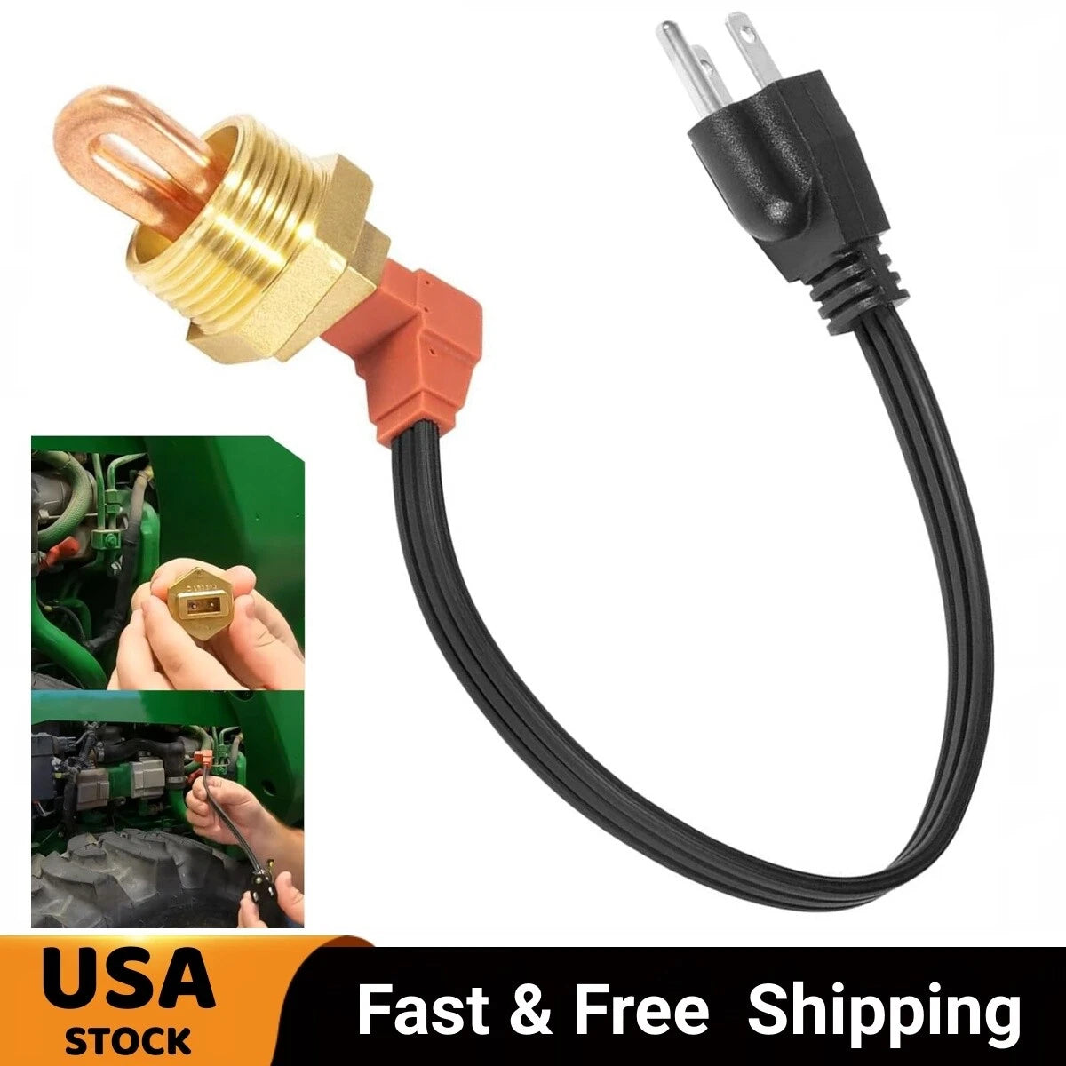 Engine Coolant Block Heater Kit for John Deere 2032R 2025R 1023E 1025R