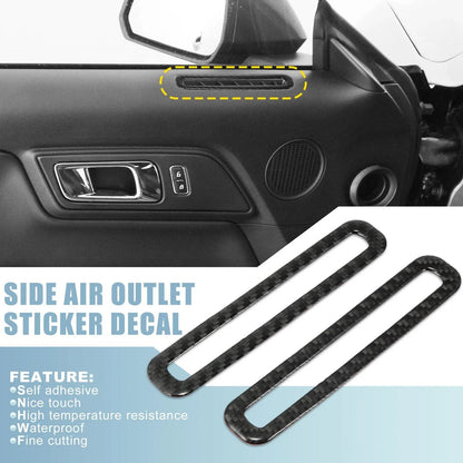 2pcs Carbon Fiber Side Air Outlet Sticker Trim for Ford Mustang (2015–2020)