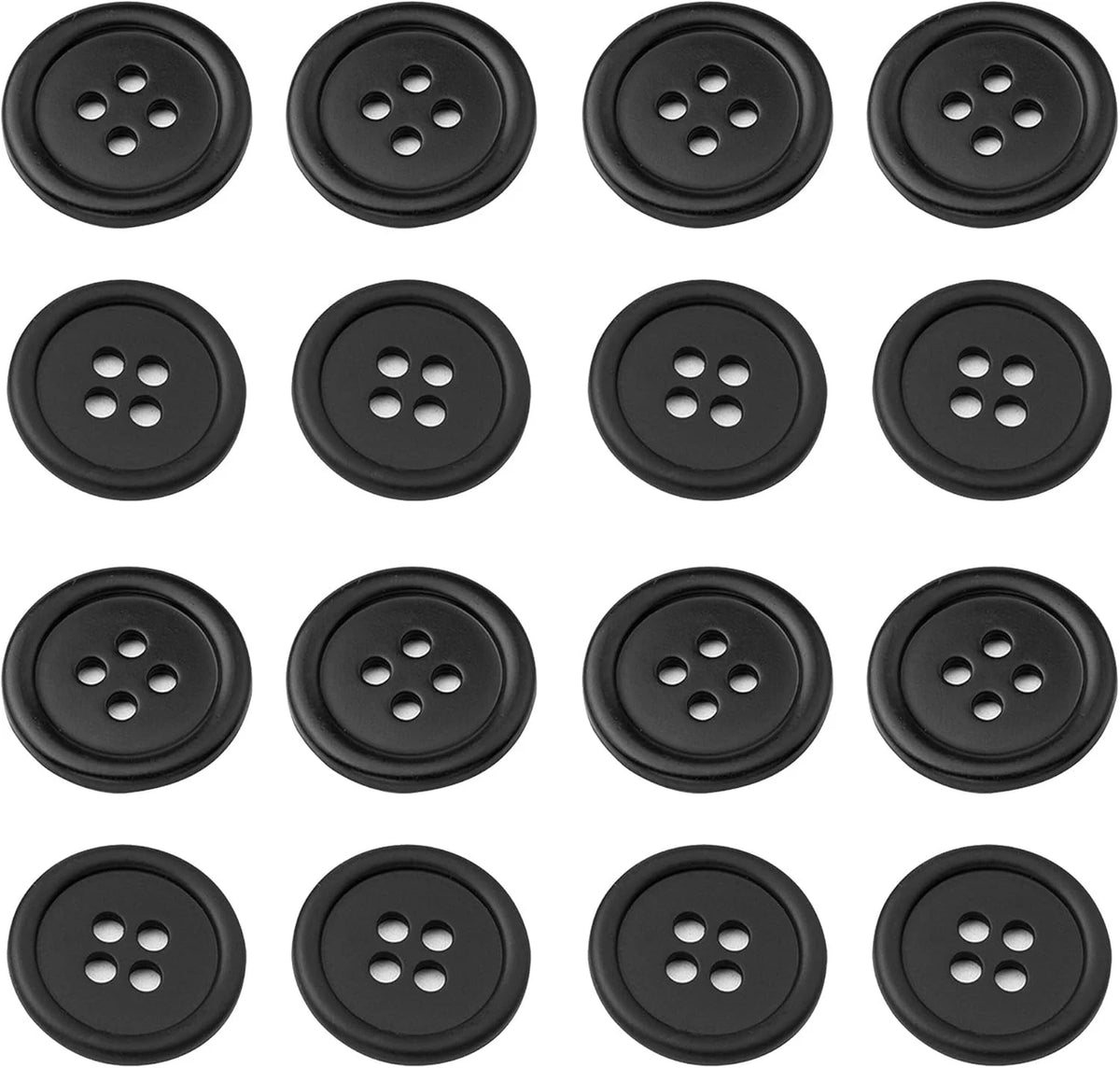 100pcs Black Round Resin Buttons for Crafting (1 Inch)