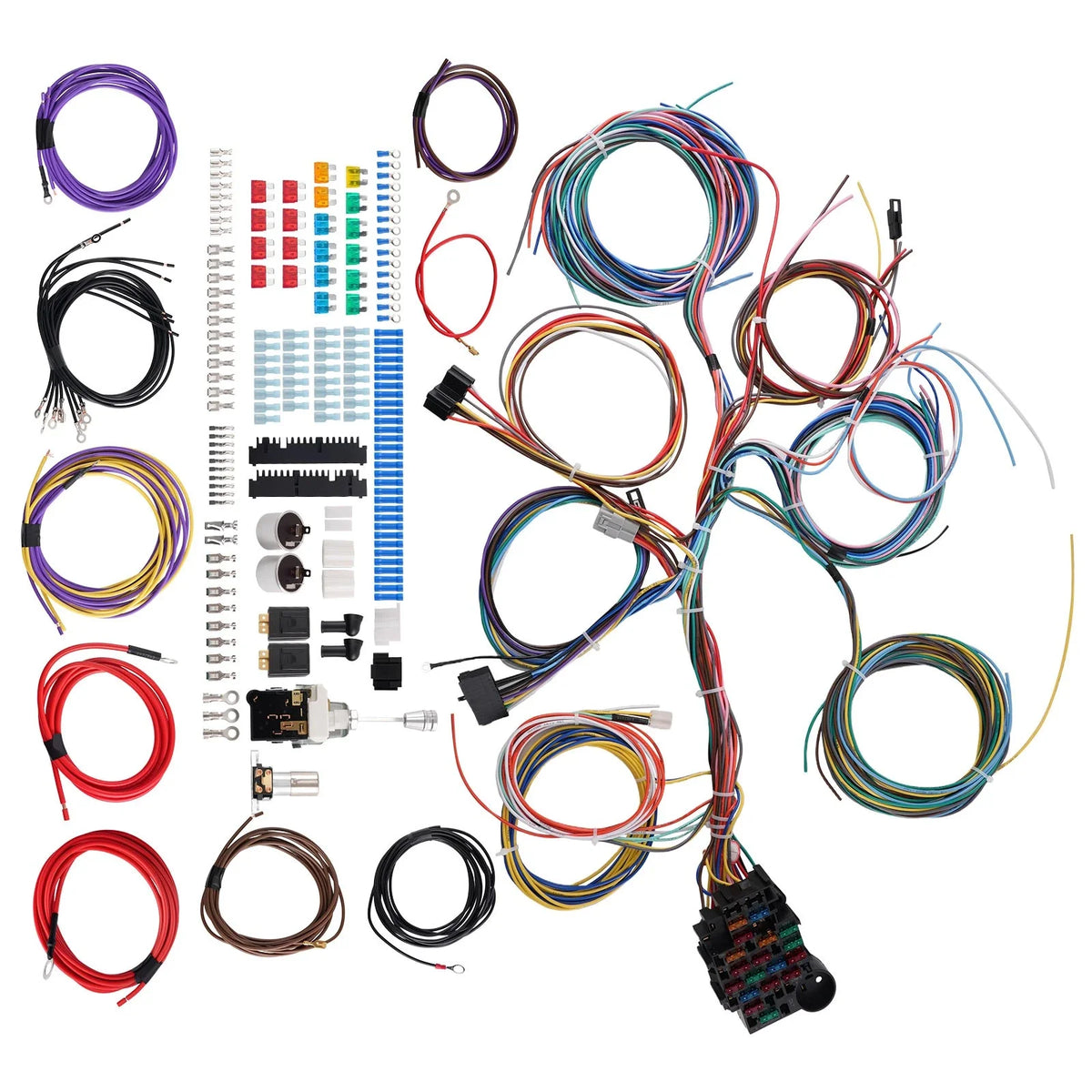 22 Circuit 18 Fuse Wiring Harness for Street Hot Rod (1960–1987) 12V