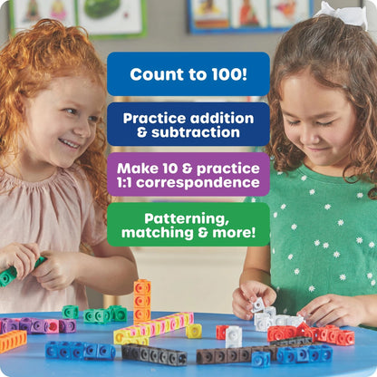 Set of 100 MathLink Cubes for Learning Resources (Ages 3+)