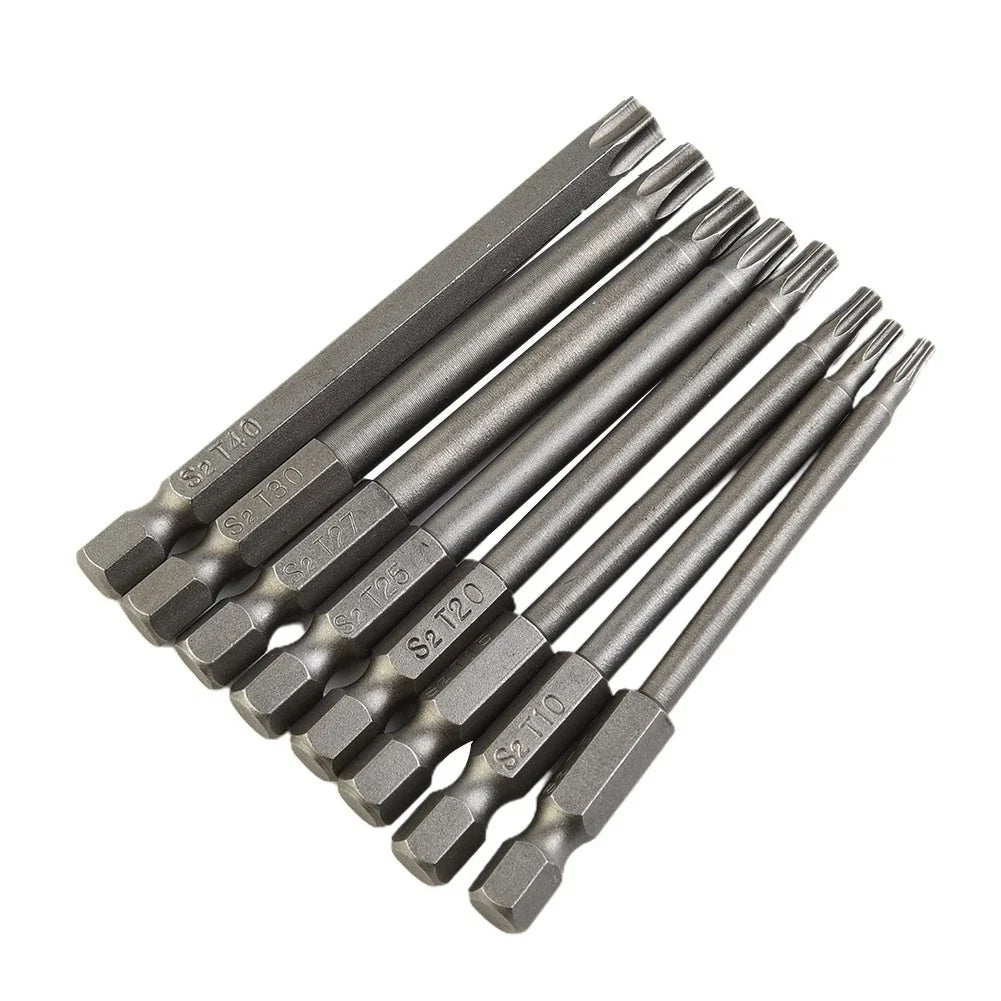 8-Piece Screwdriver Bit Set 60HRC Hardness 75mm Long Alloy Steel Hex Shank