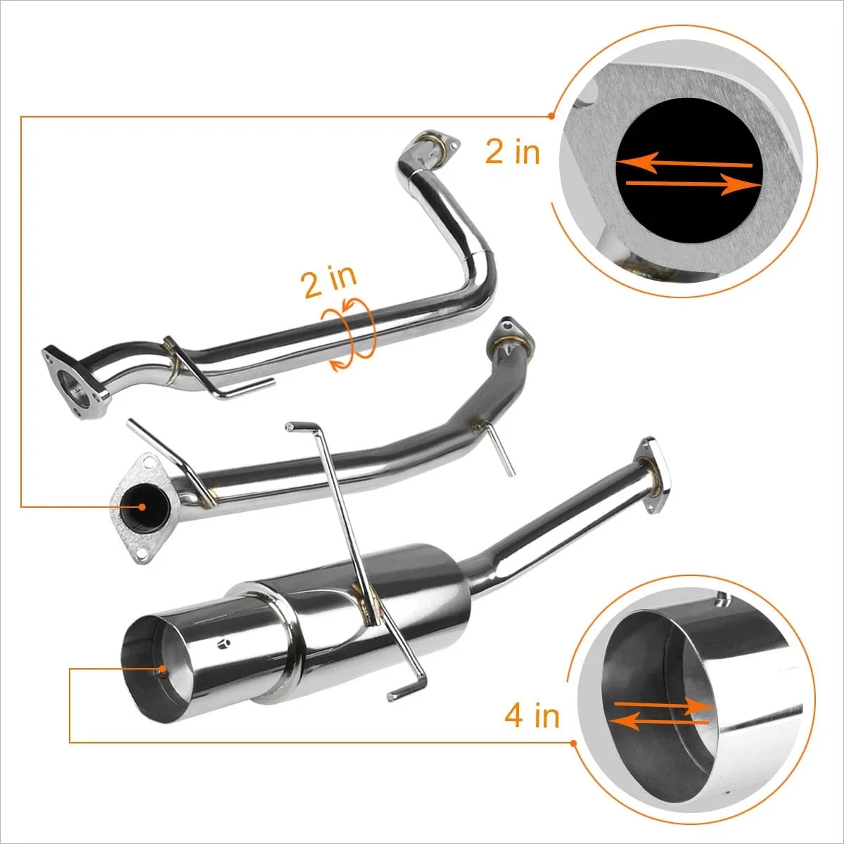 4" Tip Muffler Performance Catback Exhaust System for Honda CR-Z (2011–2015)