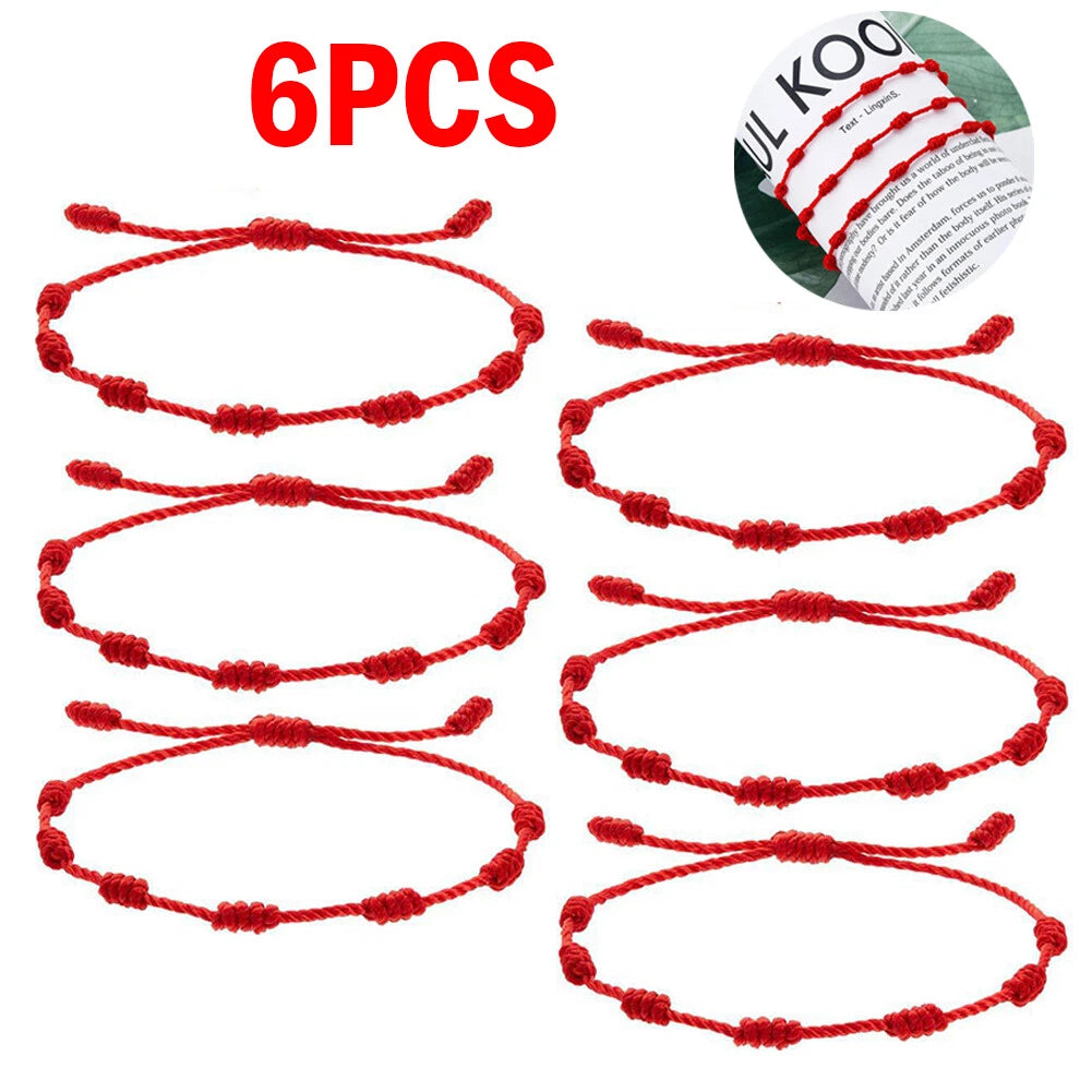 6PCS Lucky Red String Bracelet Kabbalah Amulet Protection Rope