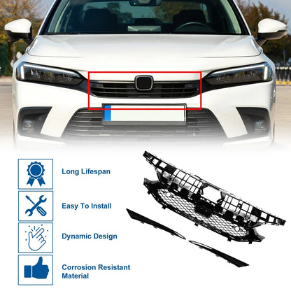 Front Hood Bumper Grille for Honda Civic (2016–2021) Rock Style with Hole