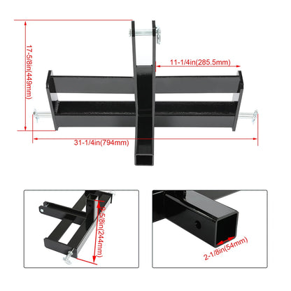 3 Point 2" Receiver Hitch Drawbar with Suitcase Weight Bracket for CAT Tractors