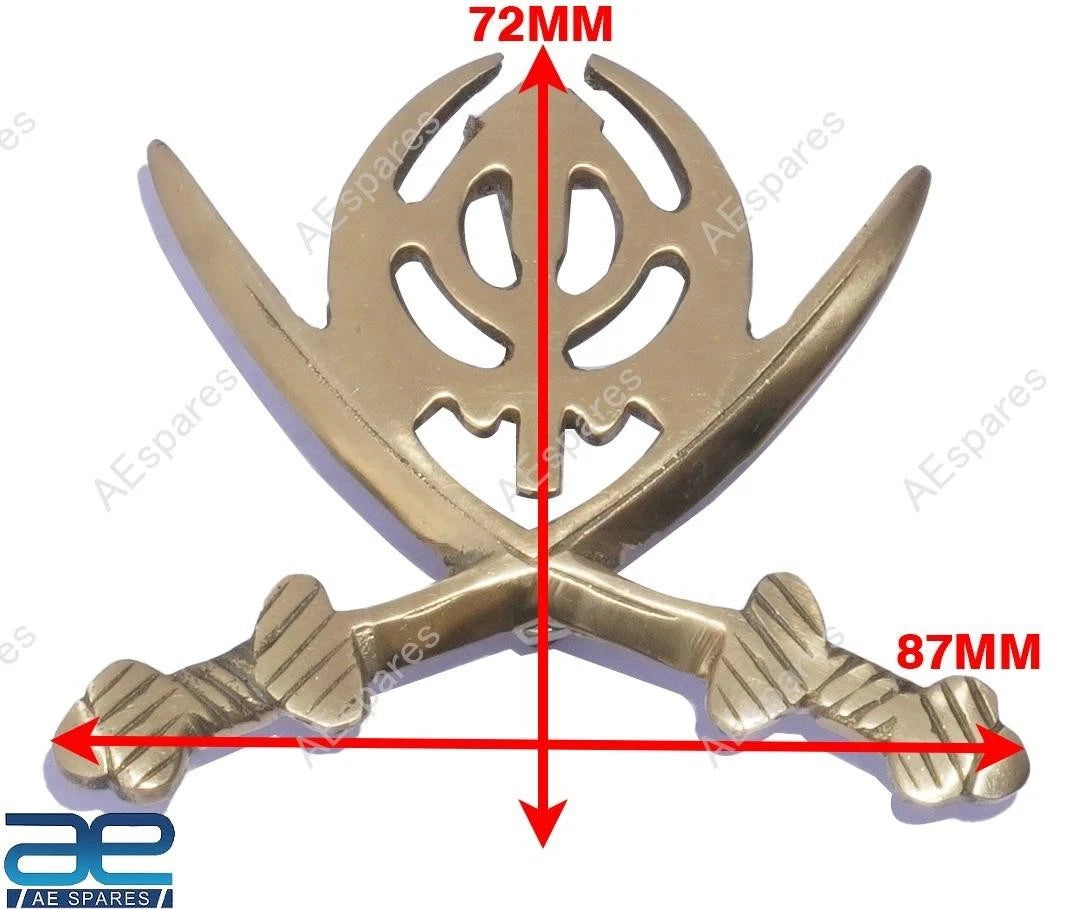 Cross Sword & Khanda Brass Decal Badge Emblem for BSA Royal Enfield Triumph