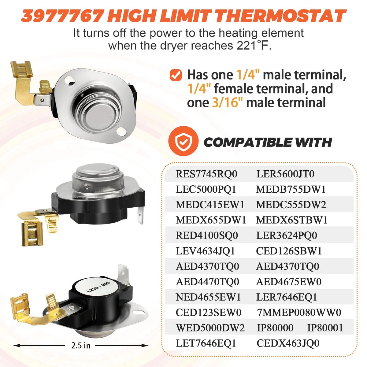 Dryer Thermal Fuse & Cycling Thermostat for