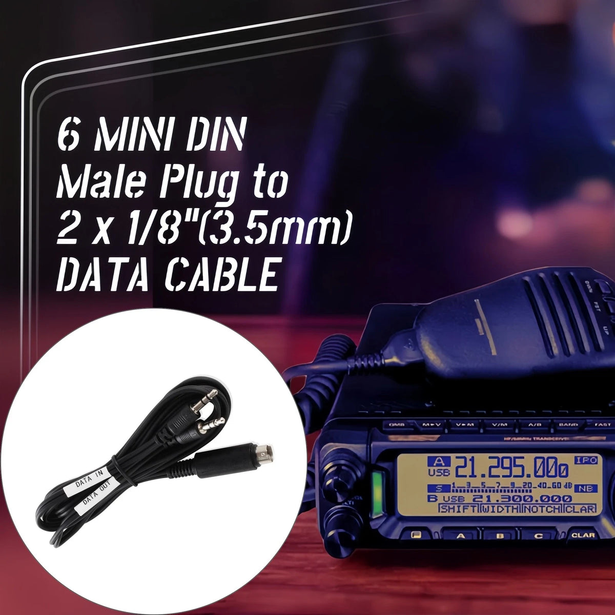 6-Pin Mini DIN Male Plug Cable for Yaesu FT8, FT4, FT-897, FT-857, FT-891
