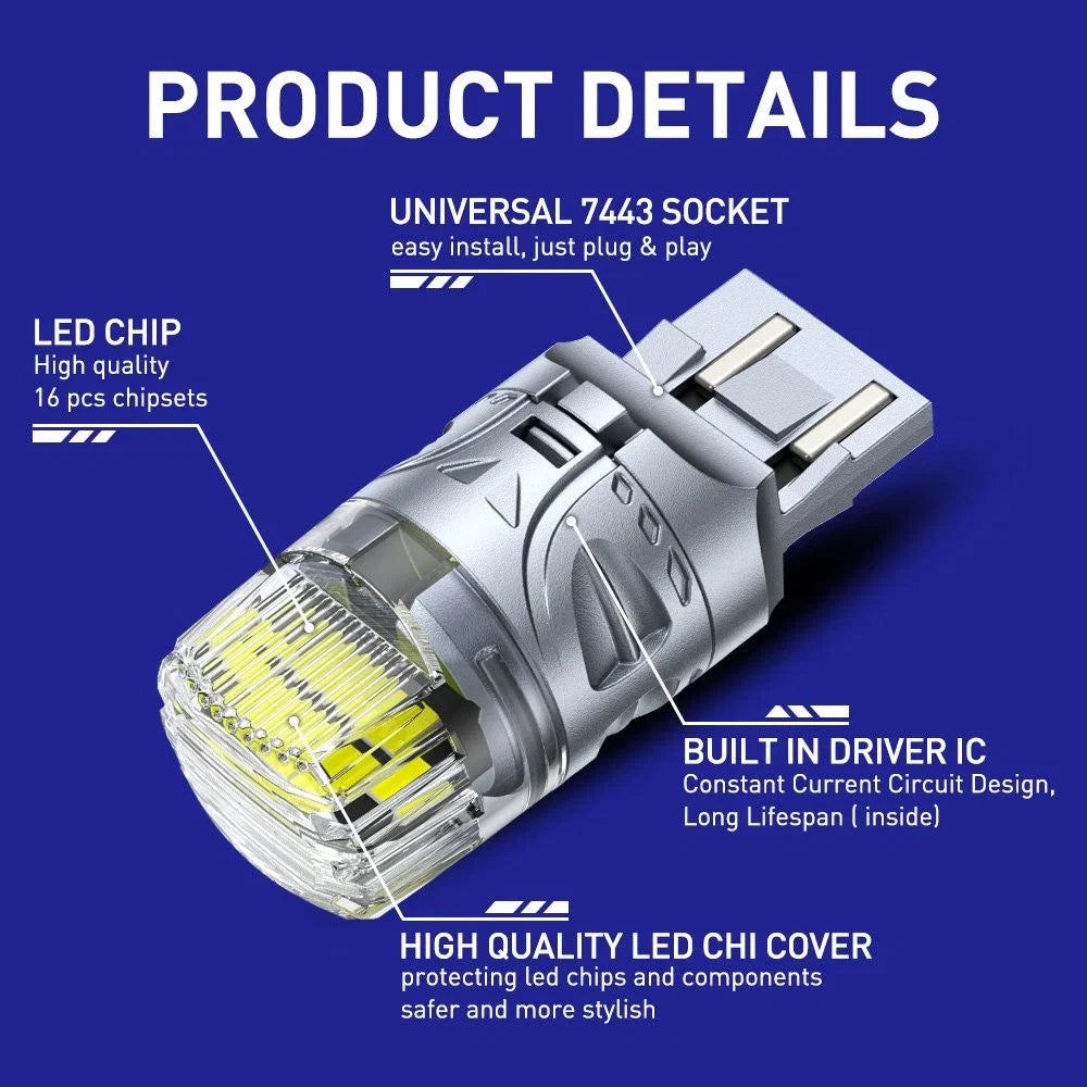 LED 7440 7443 White Blinking Reverse Backup Light Bulb for Honda Acura (–)